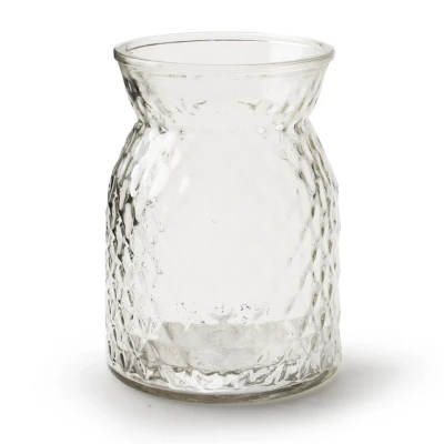 Afbeelding van Bloemenvaas helder bewerkt/transparant glas H16 x D12 cm Vazen