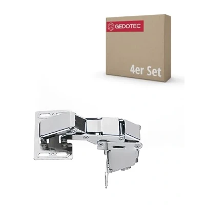 Afbeelding van Gedotec CH 600 Opklapscharnier voor caravan, met soft close demping, meubelscharnier aanslag afdekplaat, staal vernikkeld, 4 stuks, kastscharnier verstelbaar