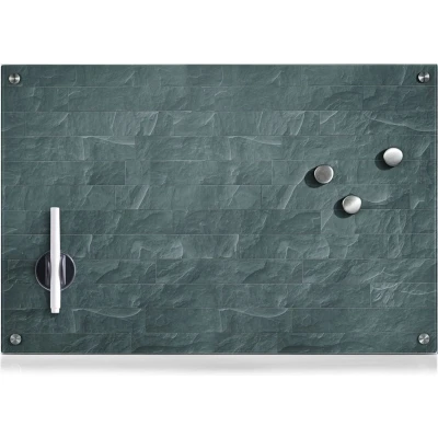 Afbeelding van Zeller Present Magneetbord Stonewall Memobord, van glas, steenmotief