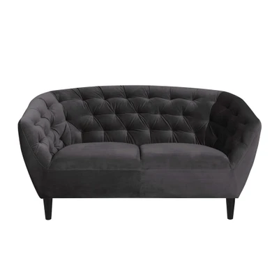 Afbeelding van Leen Bakker Bank Thyrza 2zits Fluweel Donker Banken Grijs Polyester