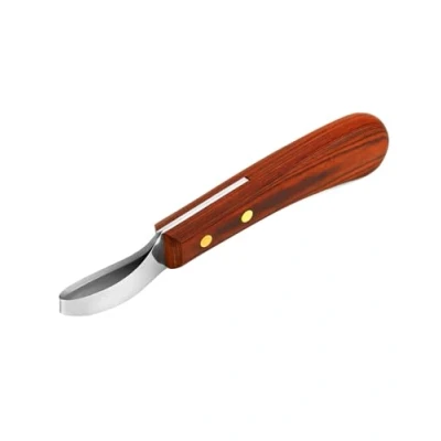 Afbeelding van QWORK® Premium roestvrijstalen hoefmes met handvat, lusmes, hoefmesbekapgereedschap voor paarden