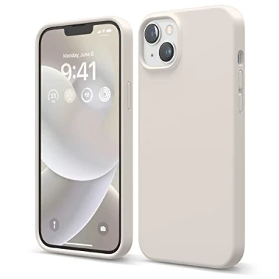 Afbeelding van elago Liquid Silicone Hoesje Compatibel met iPhone 14 Plus Case (6.7&quot;), Premiesilicone, Full Lichaamsbescherming 4 Layer Schokbestendige Geval, Antikras Zachte Microfiber Voering (Stone)