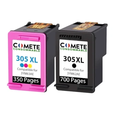 Afbeelding van COMETE 305XL 2 Inktpatronen Compatibel met HP 305 XL voor Cartridge Zwart en Kleur Geschikt DeskJet of Envy (1 zwart, 1 kleur)