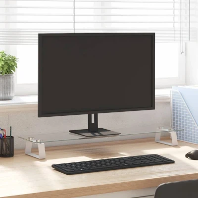 Afbeelding van vidaXL Monitorstandaard 80x20x8 cm gehard glas en metaal wit