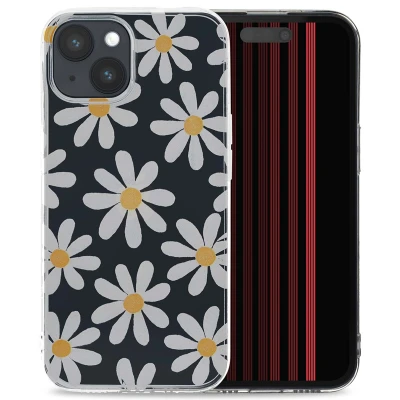 Afbeelding van Apple iPhone 15 Hoesje Siliconen en TPU (zacht) iMoshion Softcase/Backcover Daisy Flower Telefoonhoesje