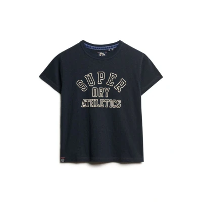 Afbeelding van Superdry Athletic Essentials Graphic Tshirt print, Dames, Maat: 38, Eclipse navy slub