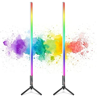 Afbeelding van LUXCEO 2 stuks 120 cm LED video lichtstaaf Mood1, handheld fotografie licht dimbaar en geheugen, geïntegreerde batterij, RGB fotolamp voor YouTube, TikTok, spelstreaming, partybar, fotoverlichting