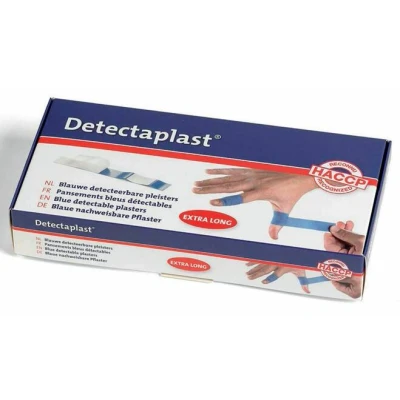 Afbeelding van Detectaplast blauwe pleisters Elastic, metaaldetecteerbare en flexibele sensitive, voor de voedingsindustrie, catering grootkeuken, 180 x 20 mm, 50 stuks (individueel verpakt)