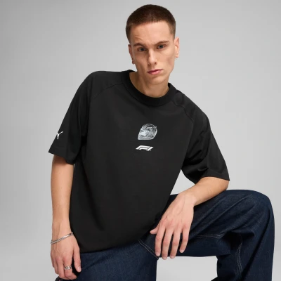 Afbeelding van Puma F1 Graphic Raglan Tshirt print, Heren, Maat: XXL, Black