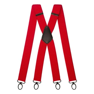 Afbeelding van Olata Werk Bretels X Vorm Met Karabijnhaken 4 cm. Rood (Zwarte Clips)