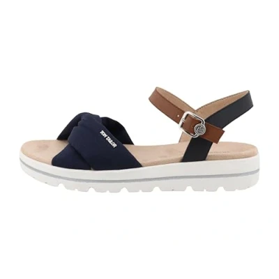 Afbeelding van TOM Tailor Sandalen met enkelbandjes, Dames, Maat: 37, Navy Textiel/ synthetisch