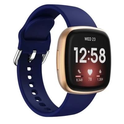 Afbeelding van Fitbit Versa 3 &amp; 4 / Sense 1 2 Siliconen bandje Donkerblauw