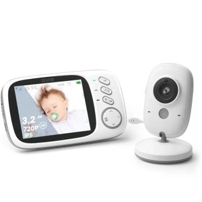 Afbeelding van GHB Babyfoon met camera, 3,2 inch lcd babymonitor, nachtzicht, VOX modus, slaapliedjes en intercomfunctie