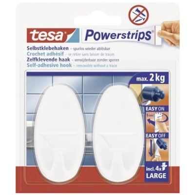 Afbeelding van Tesa Powerstrips Haken Large Wit 2 Stuks