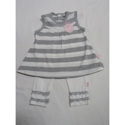 Afbeelding van dirkje , kledingset overgooier + legging wit grijst ,summer rose 3 maand 62