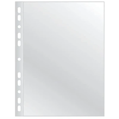 Afbeelding van Q Connect KF11189 Brochurehoesje/doorzichtige hoezen generfd A4 50 stuks/brede pagina&#039;s/open bovenkant transparante doorzichtige geperforeerde plastic hoes/transparant 40 micron