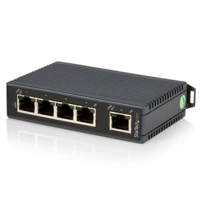 Afbeelding van StarTech.com 5 poorts industriële Ethernet switch op een DIN rail monteerbaar