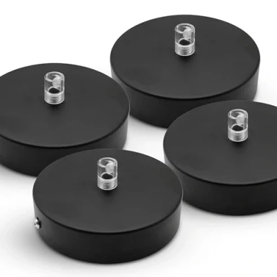 Afbeelding van DOJA Barcelona plafondlampen baldakijn zwart 4 stuks verpakking lampbaldakijn 100 x 25 mm plafondrozet metalen plafondbaldakijn accessoires, slaapkamerdecoratie,