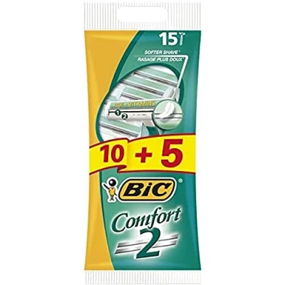 Afbeelding van BIC Comfort 2 wegwerpscheerapparaat voor mannen, verpakking van 10 + 5 stuks
