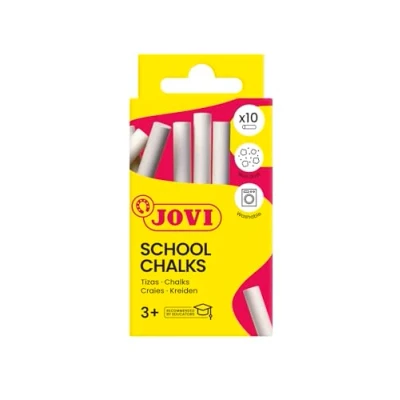 Afbeelding van Jovi Krijt Classcolor, stofarm, zeer goede kleurafgifte, gemakkelijk afwasbaar, diameter 0,9 cm, 10 stuks in wit een doos