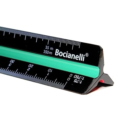 Afbeelding van Bocianelli schaal liniaal 30 cm kunststof driekantige 1:10 1:20 1:25 1:50 1:75 1:100 1:125 1:200 1:250 1:500 1:750 1:1250 zwarte voor architect kt of