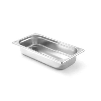 Afbeelding van HENDI Gastronorm container, temperatuurbestendig van 40 tot 300C, geschikt voor ovens, bain marie en vriezers, chafing dishes, versterkte hoeken, 1.5L, GN 1/3, 325x176x(H)40mm, roestvast staal