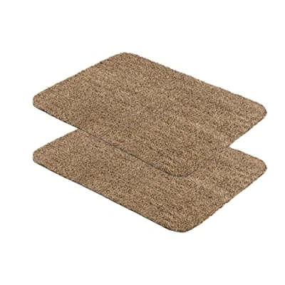 Afbeelding van Vuilvangmat wasbaar set van 2 40x60 cm schoonloopmat beige 100% katoenen deurmat Entra SAUGSTARK antislip gemakkelijk schoon te maken