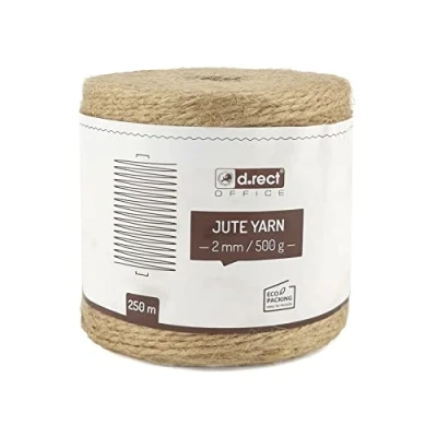 Afbeelding van D.RECT jutekoord paksnoer cadeauband knutselsnoer decoratief koord 0,5 kg 250M spoel
