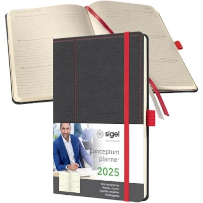Afbeelding van Weekagenda Conceptum A5 2025 (NL/FR/EN/DU) , Design grijs/bruin Hardco