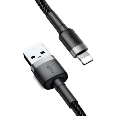 Afbeelding van Baseus Cafule USB Kabel naar Apple Lightning 3 meter zwart grijs 3A Fast Charging geschikt voor iPhone
