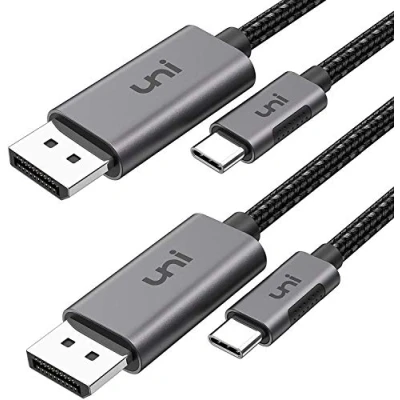 Afbeelding van uni 2 stuks 1,8 m USB C naar DisplayPort kabel (4K @60Hz, 2K @144Hz), Thunderbolt 3 kabel, compatibel met MacBook Pro, Air, iPad XPS15, Surface Book enz