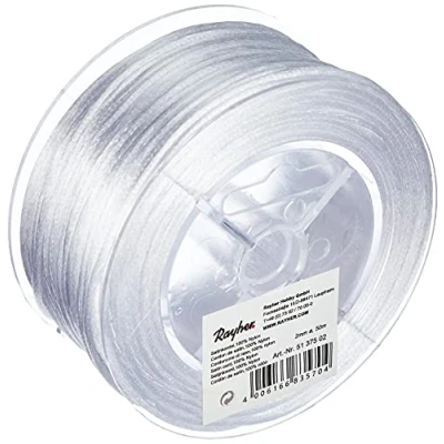 Afbeelding van Rayher Hobby 5137502 satijnen koord, 2 mm diameter, rol 50 m, wit, sieradenkoord, gevlochten koord