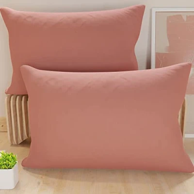Afbeelding van PETTI Artigiani Italiani 2 kussenslopen van 80 x 40 cm, effen, donkerpoederroze, kussensloop 100% microvezel, hypoallergeen, gemaakt in Italië