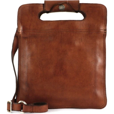 Afbeelding van CAMPOMAGGI Leren Schoudertas Vertical Briefcase Cognac Bruine