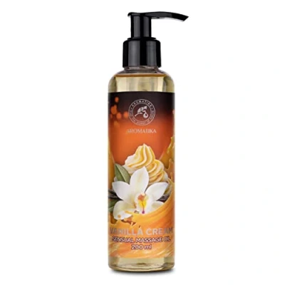 Afbeelding van Sensuele Massageolie Vanillecrème 200ml Lichaamsmassageolie met Amandelolie en Druivenpitolie Eetbaar, Consumeerbaar, Natuurlijk Kussende Ontspanningsmassageolie