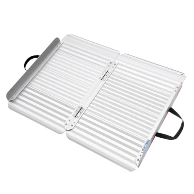 Afbeelding van LIEKUMM Draagbare rolstoelhelling, draagvermogen, 400 kg, breder, opvouwbaar, antislip oppervlak, aluminium helling voor trappen, deurdrempel, enz