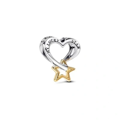 Afbeelding van Pandora 763513C00 Lucky Star &amp; Heart Charm Bedel inStock horloge GoudkleurZilverkleur