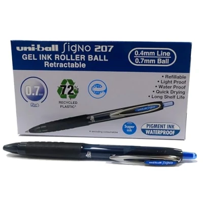 Afbeelding van Uni Ball Rollerball Signo UMN 207E Gelinkt, Blauw, 0,7 mm, Doos, 12 Stuk