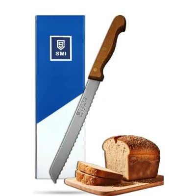 Afbeelding van SMI Gekartelde Botermes Broodmes Ontbijtmes Tafelmessen Houten Handvat Made in Germany