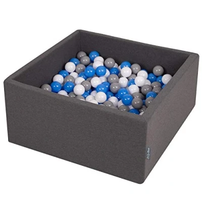 Afbeelding van KiddyMoon Schuim Ballenbak Voor Kinderen Met Ballen Ø 7 Cm Gemaakt In EU, Donkergrijs:Grijs Wit Blauw,90X40cm/200