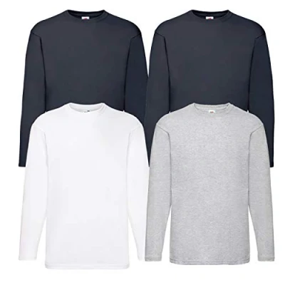 Afbeelding van Fruit of the Loom T shirt, met lange mouwen, M/L/XL/XXL, 4 stuks, verschillende kleurensets verkrijgbaar, Grau, M