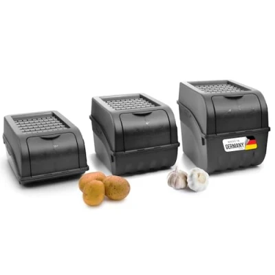 Afbeelding van Novaliv Aardappelopbergdozen set, 3,5 l + 5 9 l, antracietgrijs, aardappeldozen, groentelades, stapelbare uiendozen, aardappelmanden, fruitcontainers, groenteservoirs