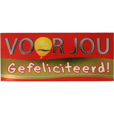 Afbeelding van voor jou! Wensreep melkchocolade gefeliciteerd (70 gr)