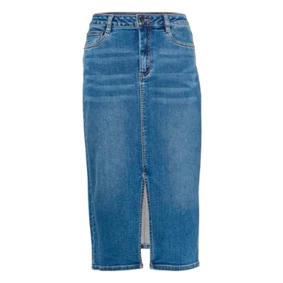Afbeelding van Kaffe Sinem Kokerrok, Dames, Maat: 38, Medium blue denim