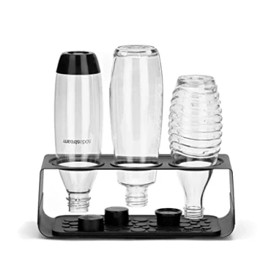 Afbeelding van Sodastream Premium flessenhouder met droogmat, past op alle flessen, zwart, 34,6 x 14,8 12,6 cm