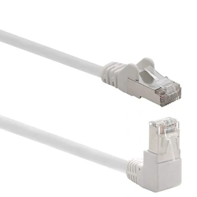 Afbeelding van 1aTTack.de 366192 Cat.6 Ethernet Cable Gigabit LAN Netwerkkabel RJ45 hoek 90 graden 2m wit 1 stuk Cat6 Kabel Patchkabel (SFTP PIMF) 1000Mbit/s Rj 45 connector x meter