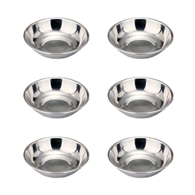 Afbeelding van Dipkommen Sauce kommen 6 stuks kleine roestvrijstalen serveer Snack Spice Bowl Dessert voor Dips Sushi Sauzen Snacks Kruiden Noten 8 x 1,6 cm