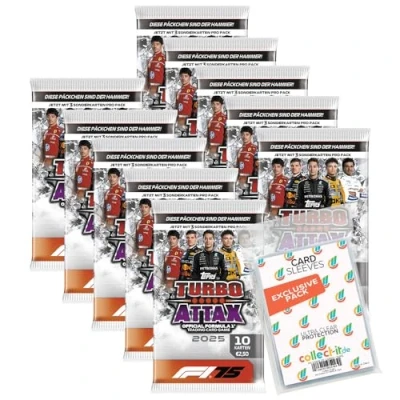 Afbeelding van Bundel met Topps Turbo Attax Formule 1 2025 Trading Cards + Exclusieve Collect it hoezen (10 boosters)