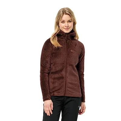 Afbeelding van Jack Wolfskin Rotwand Hooded FZ W Fleecejas, Dames, Maat: XXL, Dark maroon