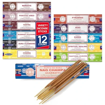 Afbeelding van Set van 12 Nag Champa Namaste Positieve Vibes Tantra Boeddha Zegen Aura Reiniging Chakra Piramides Reiki Karma Spirituele Genezing Traditionele Ayurveda door Satya